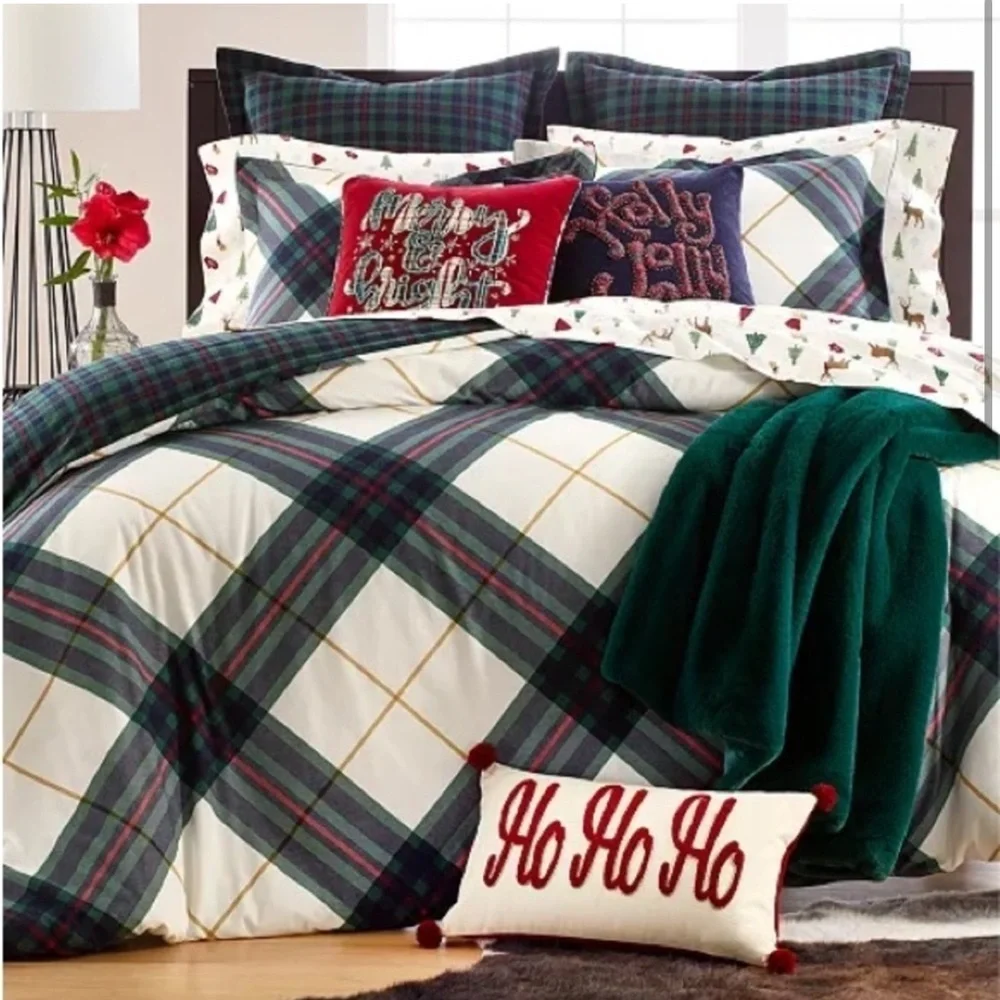 Martha Stewart Winter Lodge 100% Cotton Plaid Flannel Duvet Cover Twin Size NWT!